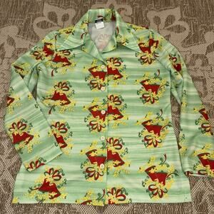 Vintage Nikki Green Christmas Bells Blouse Shirt Top Womens Size 10 Medium LS